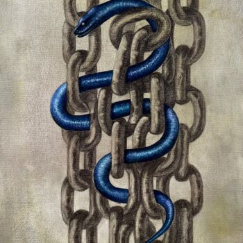 Painting titled "In chains" by Ketrin Trinity, Original Artwork, Oil Mounted on Wood Stretcher frame