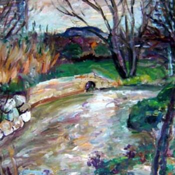 Painting titled "river" by Robert Keusseyan, Original Artwork, Oil