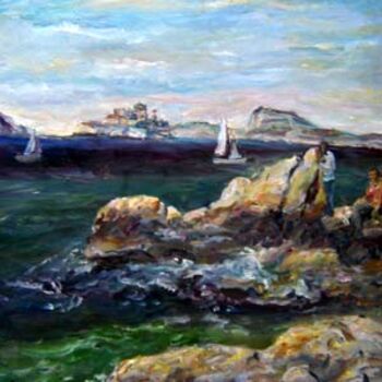 Painting titled "au bord de la mer" by Robert Keusseyan, Original Artwork, Oil