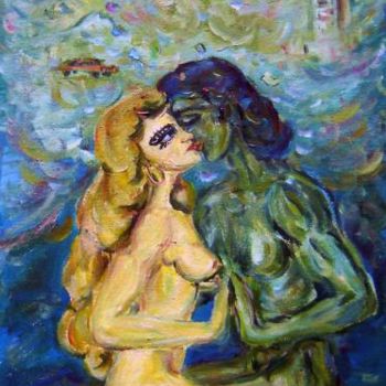 Painting titled "les amoureux" by Robert Keusseyan, Original Artwork, Oil