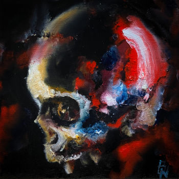 Painting titled "Square Skull 1" by Brice Nermond, Original Artwork, Oil