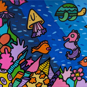 Peinture intitulée "Magical Ocean" par Kev Munday, Œuvre d'art originale, Acrylique Monté sur Châssis en bois