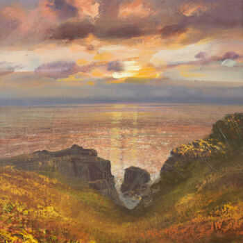Painting titled "LATE SUN, MONREITH" by Kevan Mcginty, Original Artwork, Acrylic Mounted on Wood Stretcher frame