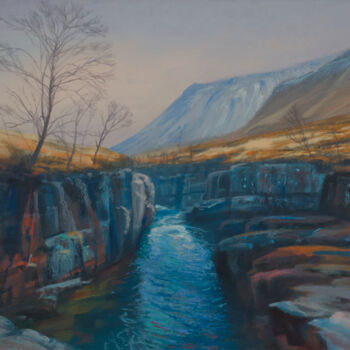 Painting titled "WINTER GORGE, ETIVE" by Kevan Mcginty, Original Artwork, Acrylic Mounted on Wood Stretcher frame