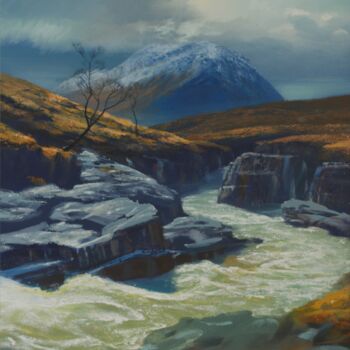 Painting titled "ETIVE TORRENT" by Kevan Mcginty, Original Artwork, Acrylic Mounted on Wood Stretcher frame