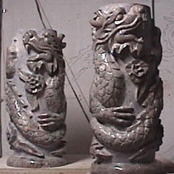 Sculpture intitulée "dragon pedestals,…" par Kevin Butler, Œuvre d'art originale