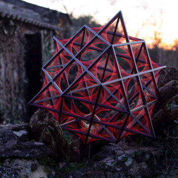 Escultura titulada "Cuboctahedron and s…" por Kevin Fernandez (Artwork.e.v), Obra de arte original, Madera