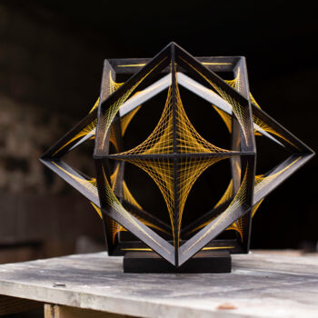 Sculpture titled "Octahedron and Cube…" by Kevin Fernandez (Artwork.e.v), Original Artwork, Wood