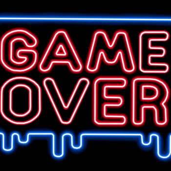「Logo game over neon」というタイトルのデジタルアーツ Kevin Ferriによって, オリジナルのアートワーク, 2Dデジタルワーク