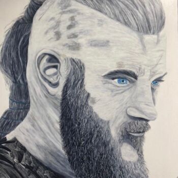 Malerei mit dem Titel "Ragnar Lodbrok" von Kevin Guelle, Original-Kunstwerk, Acryl