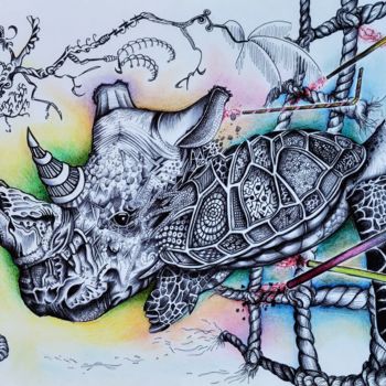 Drawing titled "Morphose" by Kevin Guerin, Original Artwork, Ballpoint pen