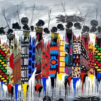Pintura titulada "The Big African fam…" por Kevin Jjagwe, Obra de arte original, Acrílico