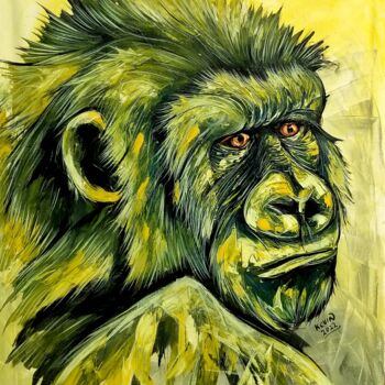Pittura intitolato "Gorilla in light- p…" da Kevin Jjagwe, Opera d'arte originale, Acrilico