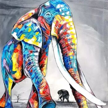 Pittura intitolato "The Elephant Queen" da Kevin Jjagwe, Opera d'arte originale, Acrilico