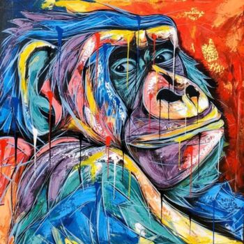 Painting titled "Gorilla portrait" by Kevin Jjagwe, Original Artwork, Acrylic