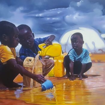 Pintura intitulada "Refugiados" por Kevin Lima, Obras de arte originais, Óleo