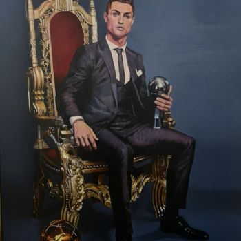 Painting titled "O Rei Ronaldo" by Kevin Lima, Original Artwork, Oil Mounted on Other rigid panel