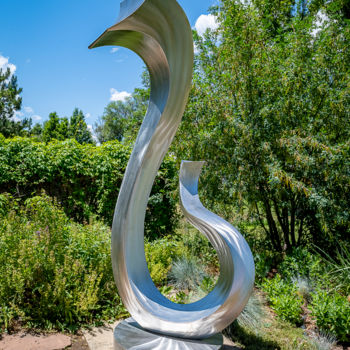 Escultura titulada "Swans on the Lake" por Kevin Robb, Obra de arte original, Metales