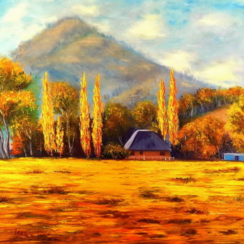 Pittura intitolato "Mountain House" da Irina Shulzhenko, Opera d'arte originale, Olio