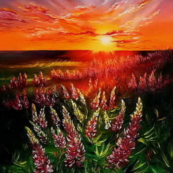Peinture intitulée "Sunset" par Irina Shulzhenko, Œuvre d'art originale, Huile Monté sur Châssis en bois