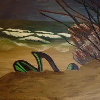 Malarstwo zatytułowany „Shoes by the Sea” autorstwa Faeluv, Oryginalna praca, Olej