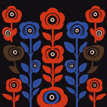 Arte digitale intitolato "Red and blue rose" da Kh_yaguar, Opera d'arte originale, Pittura digitale