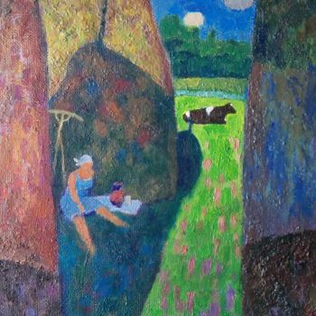 Peinture intitulée "В деревне. Июль." par Valerii Khabarov, Œuvre d'art originale, Huile