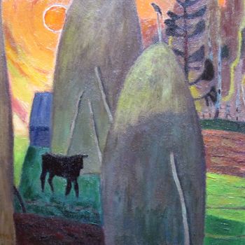 Pintura intitulada "In the village. Sep…" por Valerii Khabarov, Obras de arte originais, Óleo
