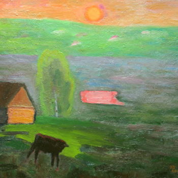 Картина под названием "May evening." - Валерий Хабаров, Подлинное произведение искусства, Масло