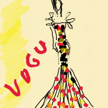 Pittura intitolato "dress vogue" da Kadija Krec, Opera d'arte originale