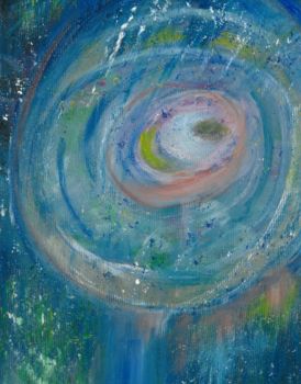 Painting titled "Cosmos" by Khadija Bent Ahmed, Original Artwork, Oil