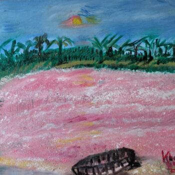 Pintura titulada "Le Lac Rose - The p…" por Khadija Bent Ahmed, Obra de arte original, Oleo