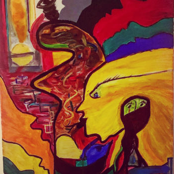 Schilderij getiteld "Fuego" door Khadija Raoui, Origineel Kunstwerk, Acryl