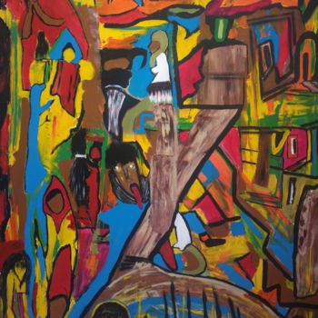 Peinture intitulée "Gibet de l'injustic…" par Khadija Sadek Moudafi, Œuvre d'art originale, Acrylique