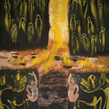 Pittura intitolato "Le retour du centau…" da Khadija Sadek Moudafi, Opera d'arte originale, Acrilico