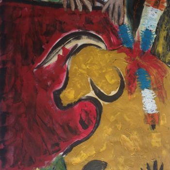 Peinture intitulée "TAUROS  MAKHEIA" par Khadija Sadek Moudafi, Œuvre d'art originale, Acrylique