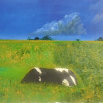 Peinture intitulée "the grazing bull" par Stewa, Œuvre d'art originale