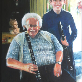 Malerei mit dem Titel "les-clarinettistes-…" von Khaled Guemroud, Original-Kunstwerk, Öl