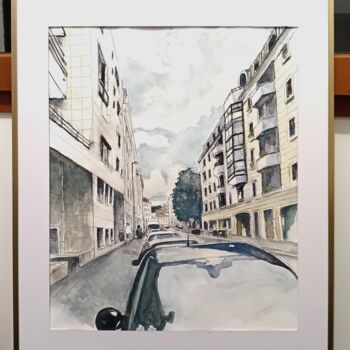 Malerei mit dem Titel "rue de la convention" von Khaled Guemroud, Original-Kunstwerk, Aquarell