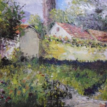 Painting titled "House in a garden" by Khaled Inc, Original Artwork, Acrylic