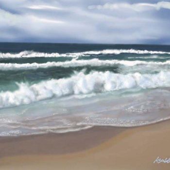 Painting titled "plage" by Khaled Goutal, Original Artwork