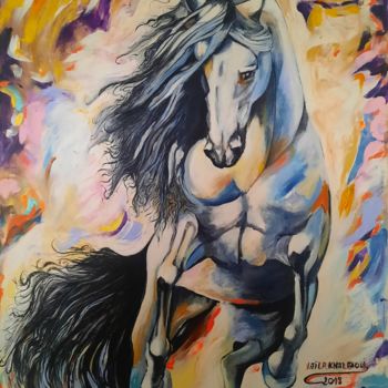 Painting titled "Fantaisie du cheval…" by Klaila, Original Artwork, Acrylic
