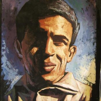 Painting titled "Autoportrait" by Khalid Chriki, Original Artwork