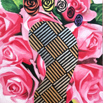 Peinture intitulée "Espace rose" par Khalid Sebi, Œuvre d'art originale, Huile