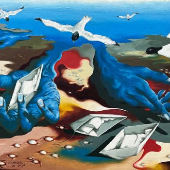 Peinture intitulée "The Sea" par Khalil Hassan Khalil, Œuvre d'art originale, Huile