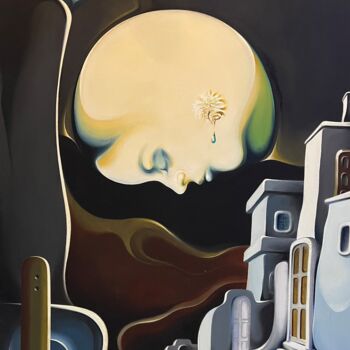Malerei mit dem Titel "Moon 1" von Khalil Hassan Khalil, Original-Kunstwerk, Öl