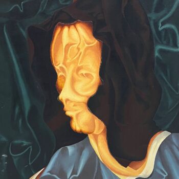 Painting titled "The Mask" by Khalil Hassan Khalil, Original Artwork, Oil