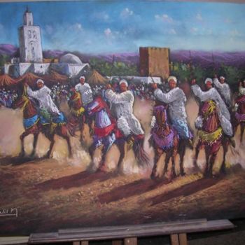 Peinture intitulée "fantasia" par Mohammed Khalil, Œuvre d'art originale, Huile