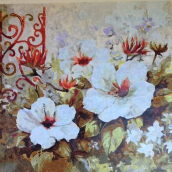 「hibiscus」というタイトルの絵画 Khanによって, オリジナルのアートワーク, アクリル