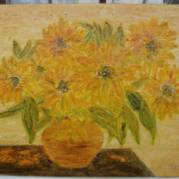 Painting titled "fleurs" by Khan, Original Artwork, Oil